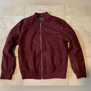 Tasso Elba bomber jacket men’s M burgundy maroon faux suede